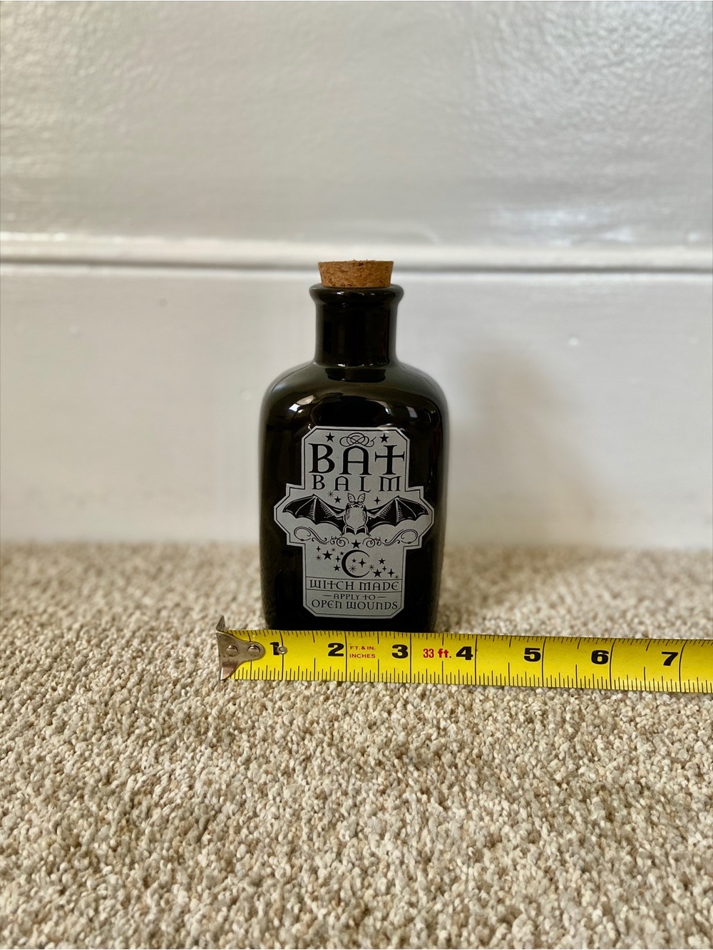 Halloween Apothecary Jar Black Ceramic Bat Balm Potion Bottle Eerie Charm - Picture 10 of 11